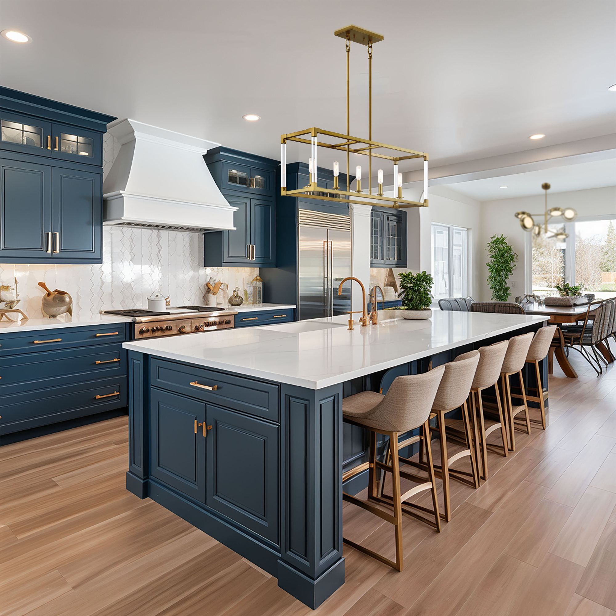 Image 7 Vantage Oro District 5-Light Soft Brass Island Chandelier more views