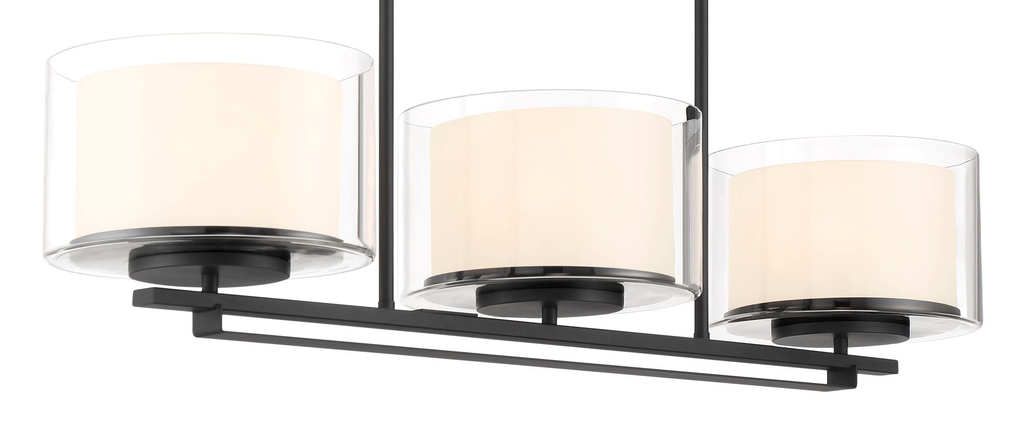 Image 3 Vantage Parsons Studio 3-Light Black Island Chandelier with Glass Shades more views