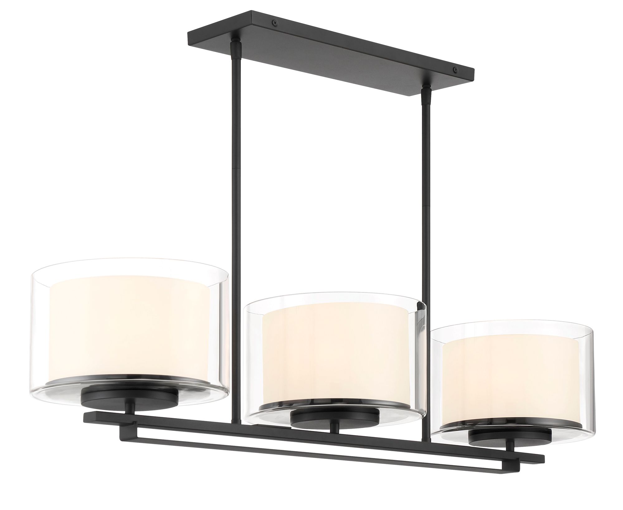 Image 5 Vantage Parsons Studio 3-Light Black Island Chandelier with Glass Shades more views