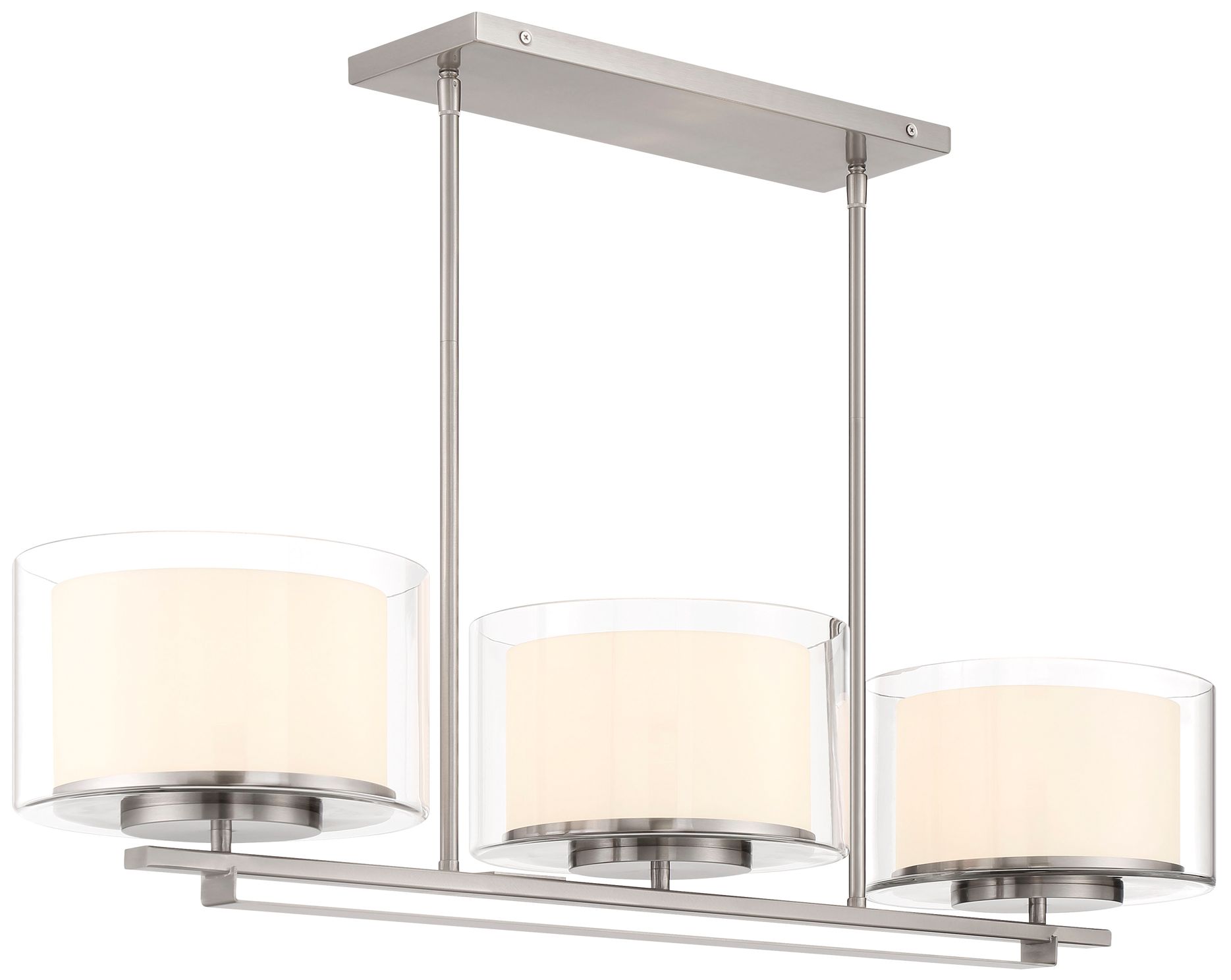 Vantage Parsons Studio 3-Light Brushed Nickel Island Chandelier with Shades