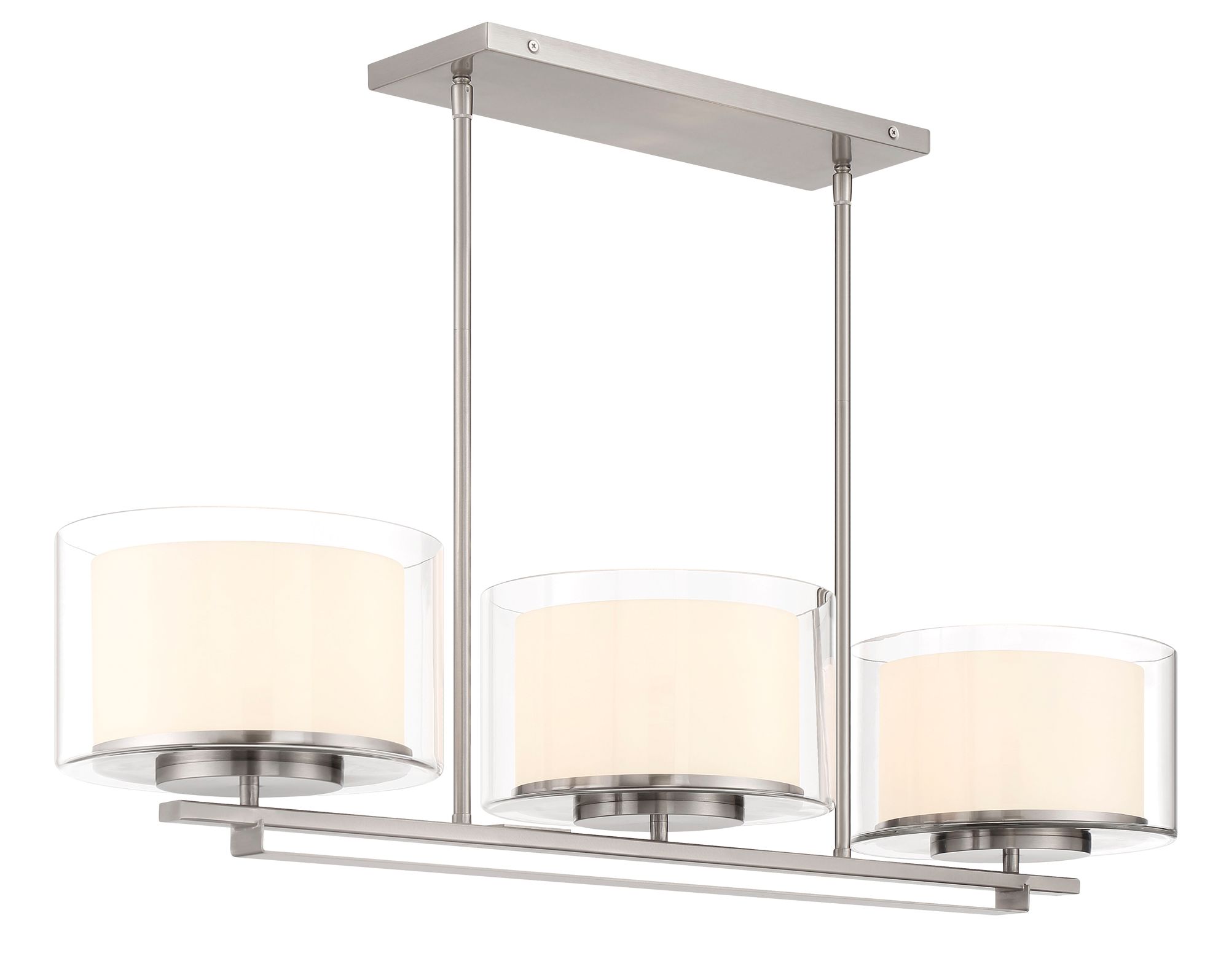 Image 4 Vantage Parsons Studio 3-Light Brushed Nickel Island Chandelier with Shades more views
