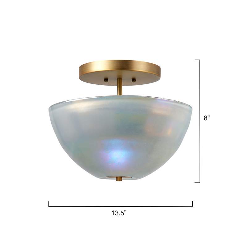 Image 3 Vapor 13 1/4 inchW Antique Brass Gray Blown Glass Ceiling Light more views