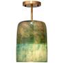 Vapor 16 1/2"W Antique Brass Metal Aqua Glass Ceiling Light