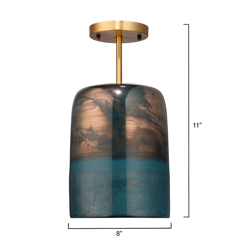 Image 3 Vapor 16 1/2"W Antique Brass Metal Aqua Glass Ceiling Light more views