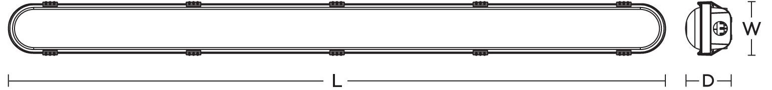 Vaportite 48" Wide Grey LED Flush Mount