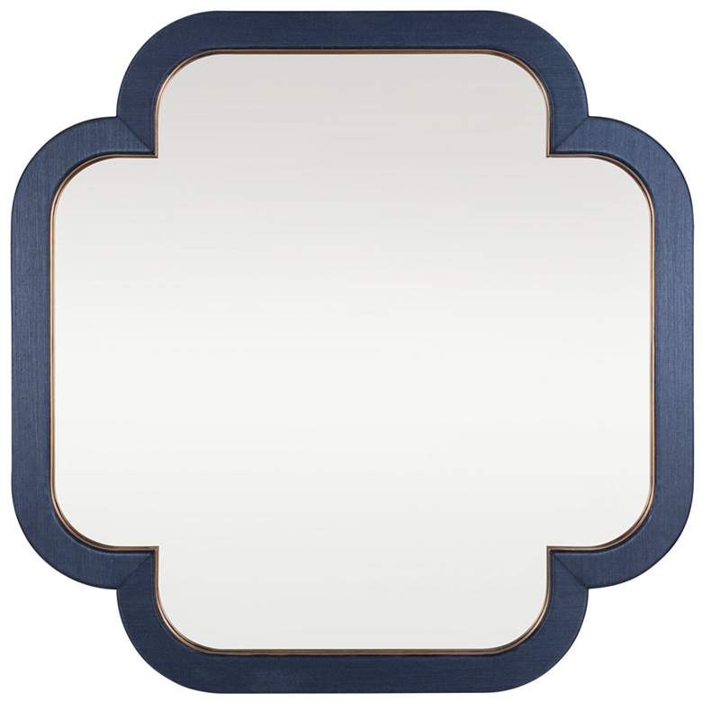 Image 1 Varaluaz Swiss Dark Blue Grasscloth/Weathered Brass 50" x 50" Wal