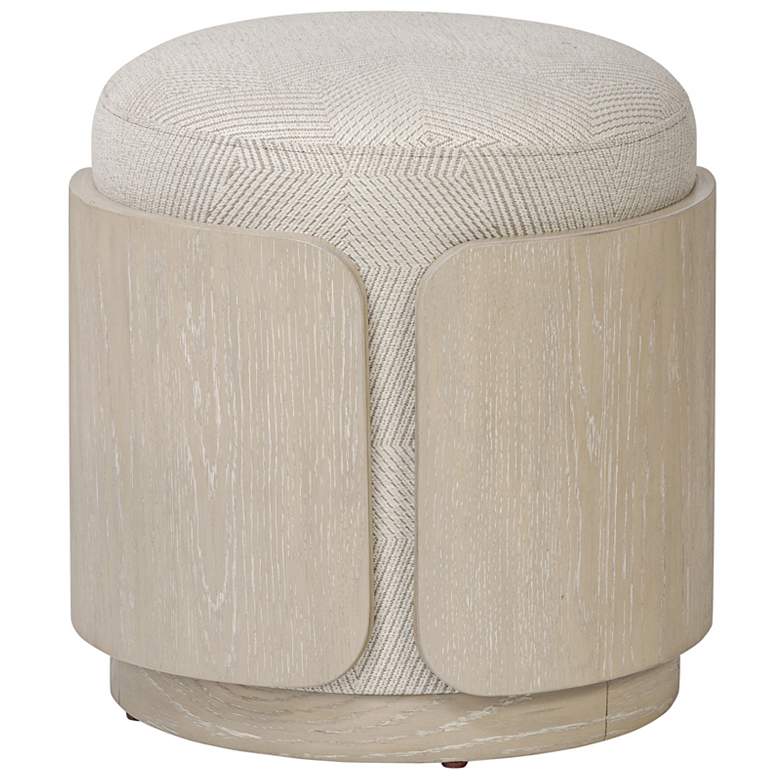 Image 1 Varaluz 17" Wide Hutton Ashe Blonde Oak/Ecru Ottoman