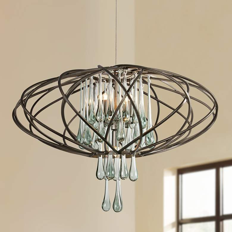 Image 1 Varaluz 24" Wide Area 51 Recycled Glass Pendant Light