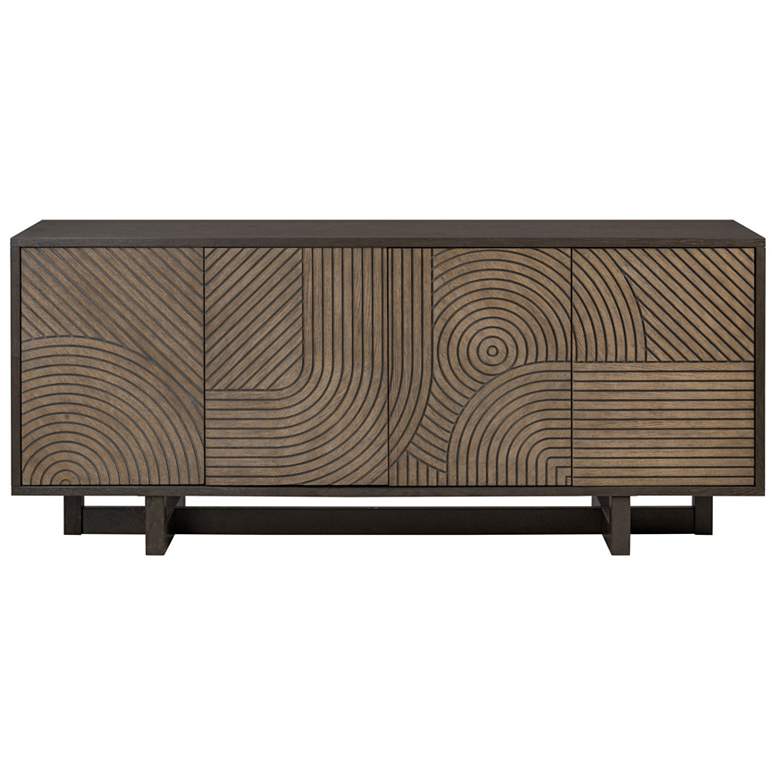 Image 1 Varaluz 78" Wide Kalen Aged Barrel/Dark Brown Oak Credenza