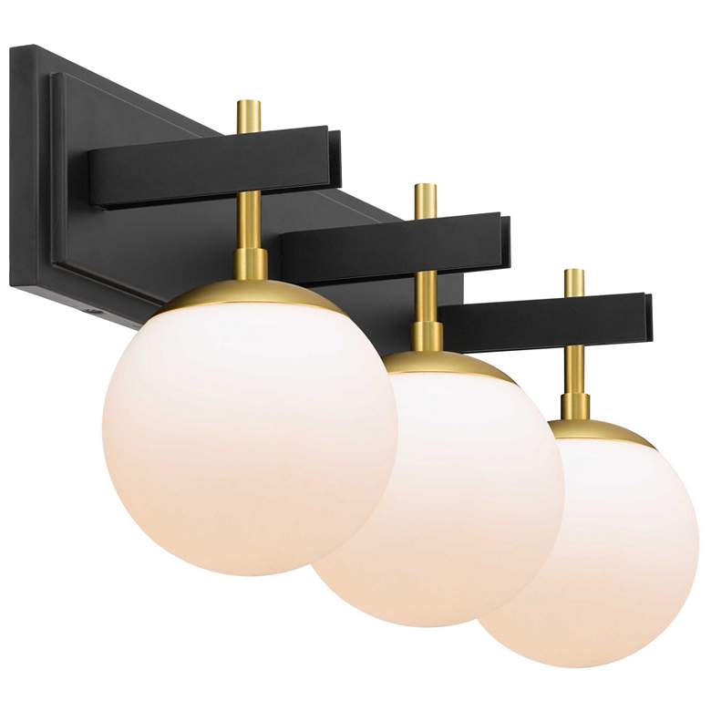 Image 5 Varaluz Allie 25" Wide 3-Light Black and Satin Brass Vanity Light more views