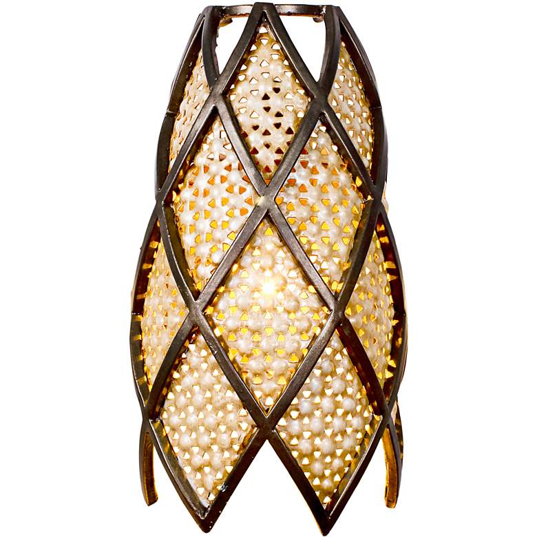 Image 1 Varaluz Argyle 10 3/4 inchH Silver Frit Glass Wall Sconce
