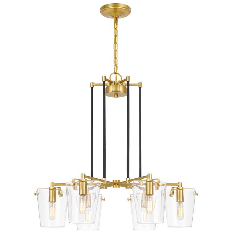 Image 1 Varaluz Arlo 26 1/2" Wide Clear Glass and Brass Finish 6-Light Pendant