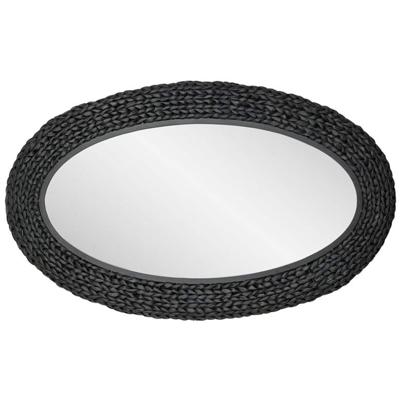 Image 2 Varaluz Athena 24" x 40" Matte Black/Black Seagrass Oval Wall Mir more views
