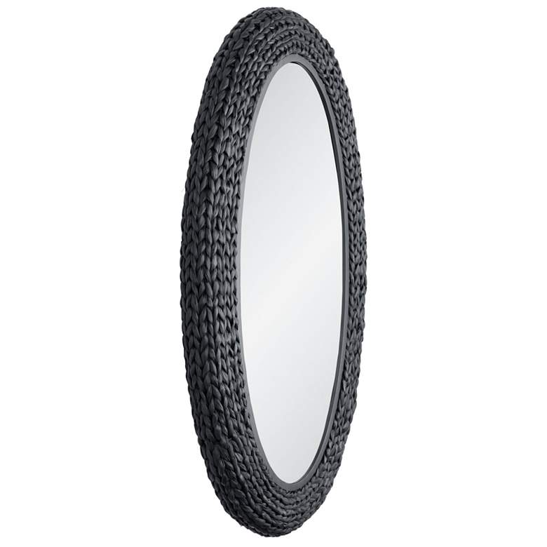 Image 3 Varaluz Athena 24" x 40" Matte Black/Black Seagrass Oval Wall Mir more views