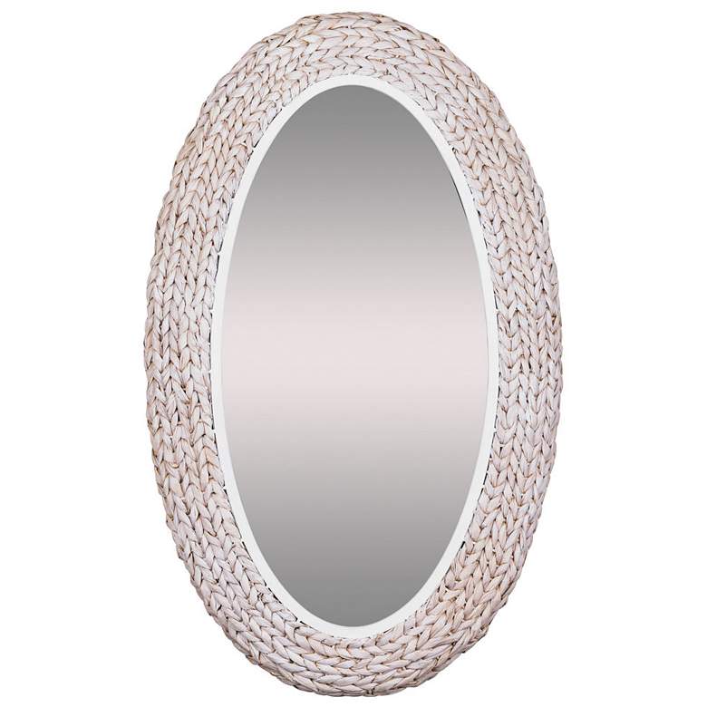 Image 1 Varaluz Athena 24" x 40" Matte White/Whitewash Seagrass Oval Wall