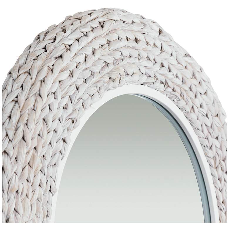 Image 4 Varaluz Athena 30" Matte White/Whitewash Seagrass Round Wall Mirror more views