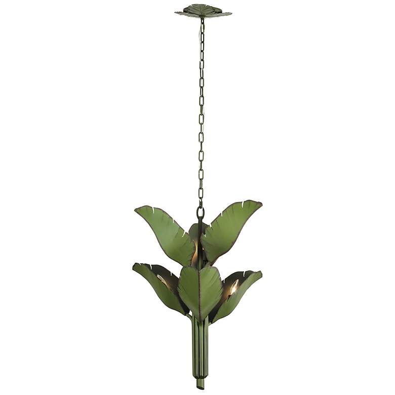 Image 3 Varaluz Banana Leaf 25" Wide Natural Green Metal Chandelier more views
