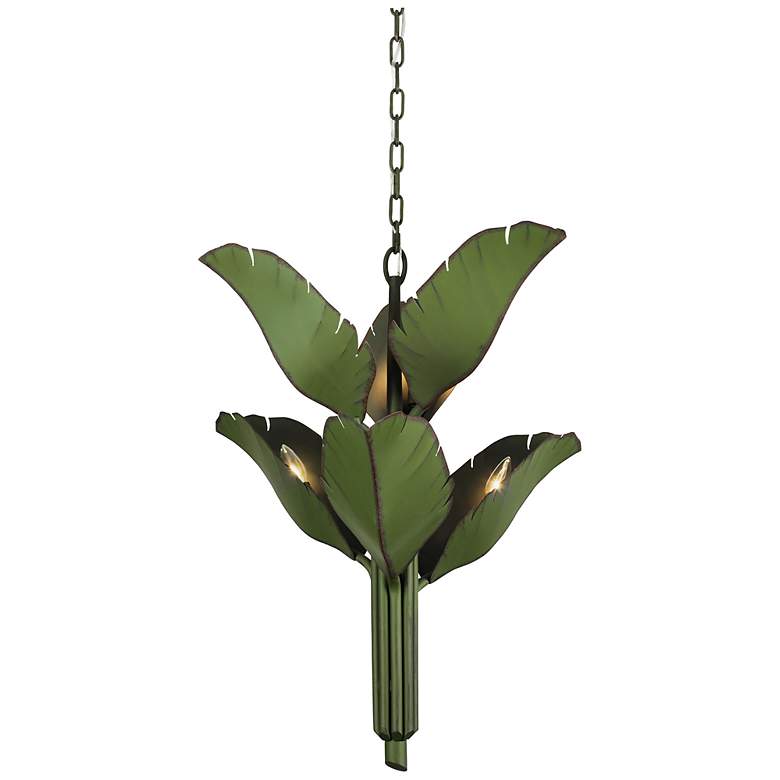 Image 5 Varaluz Banana Leaf 25" Wide Natural Green Metal Chandelier more views