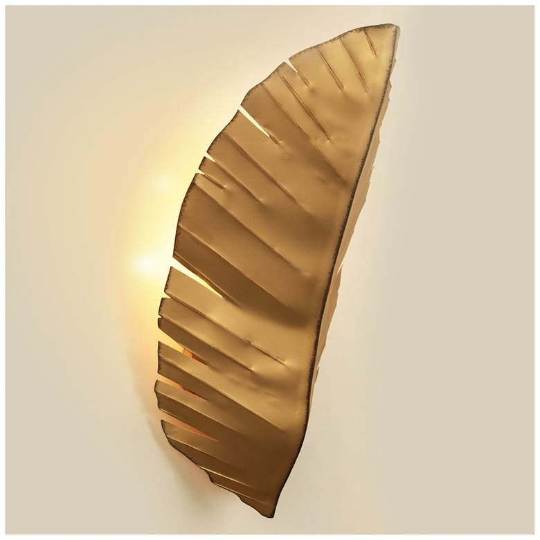 Image 1 Varaluz Banana Leaf 26" High Gold Wall Sconce