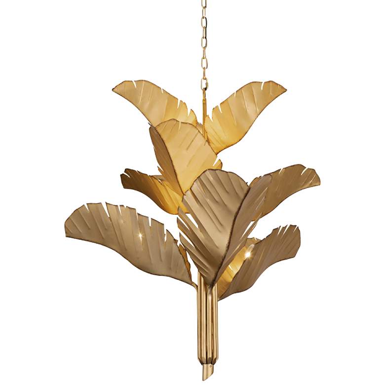 Image 1 Varaluz Banana Leaf 35" Wide Gold Metal Chandelier