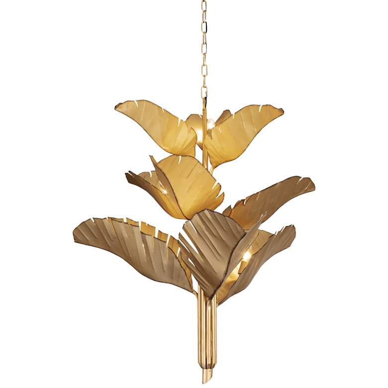 Image 2 Varaluz Banana Leaf 35 inch Wide Gold Metal Chandelier more views