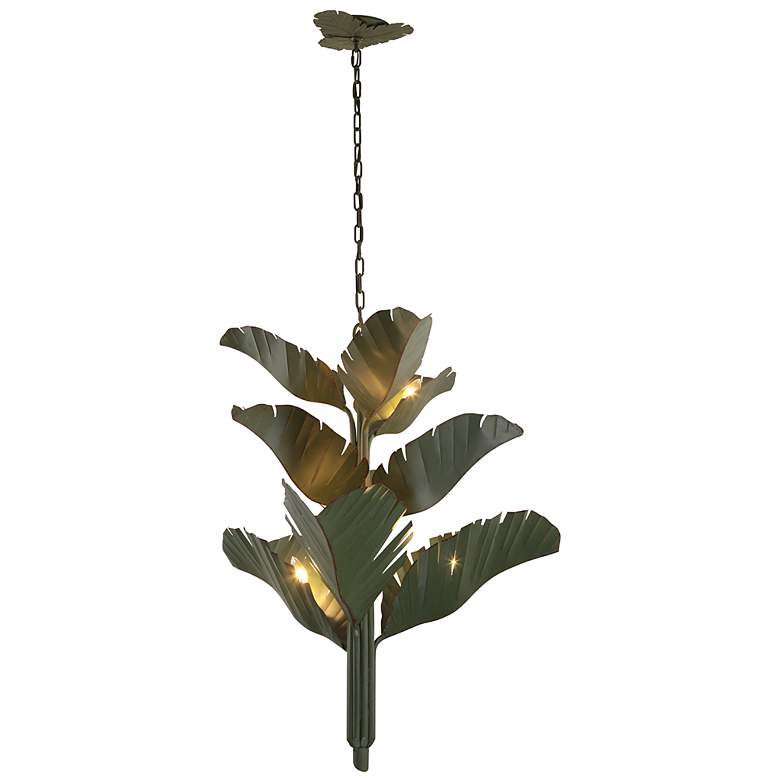 Image 3 Varaluz Banana Leaf 35" Wide Natural Green Metal Chandelier more views