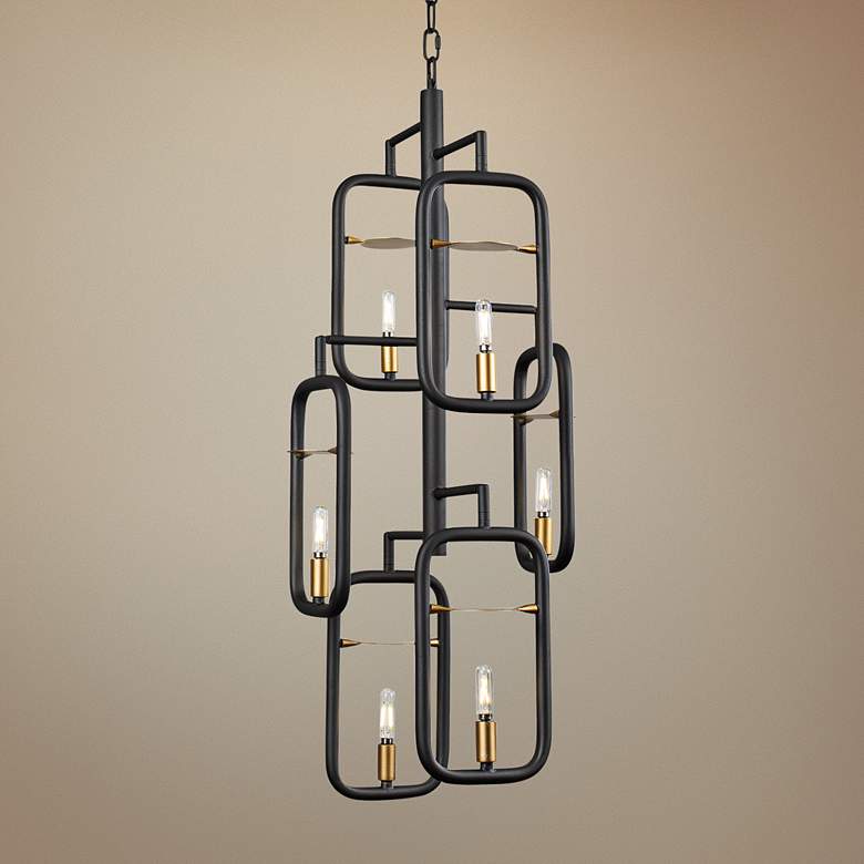Image 1 Varaluz Bar None 16"W Rustic Bronze 6-Light Foyer Pendant