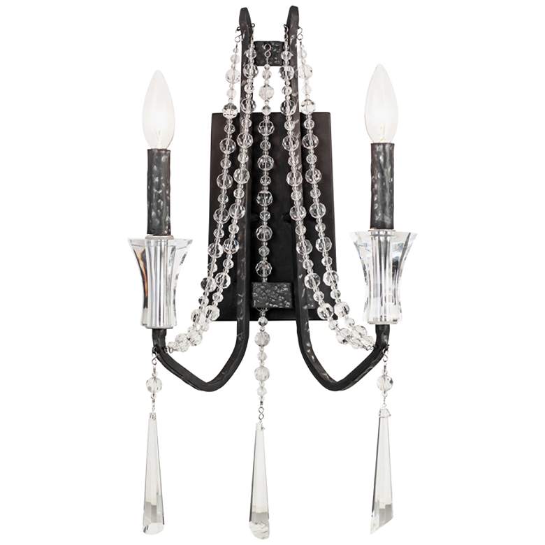 Image 1 Varaluz Barcelona 15" High Onyx Crystal 2-Light Wall Sconce
