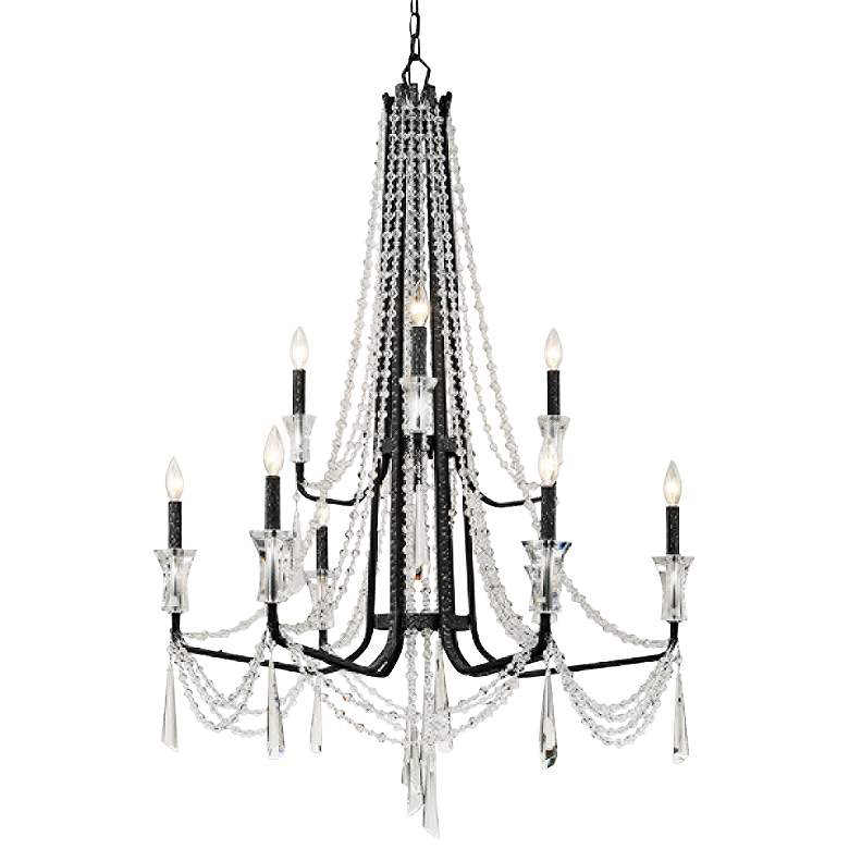 Image 1 Varaluz Barcelona 34 1/2"W Onyx Crystal 9-Light Chandelier