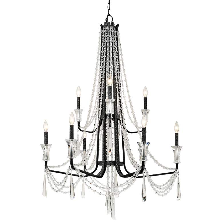 Image 1 Varaluz Barcelona 34 1/2 inchW Onyx Crystal 9-Light Chandelier