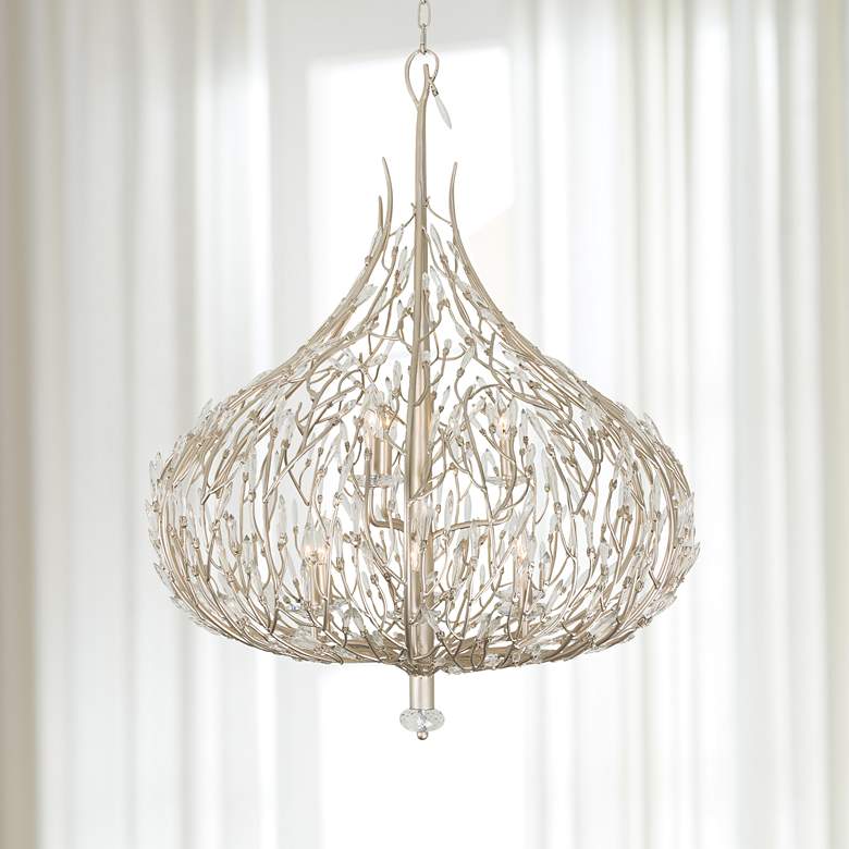 Image 1 Varaluz Bask 32" Wide Gold Dust Crystal Pendant Light
