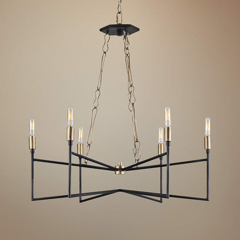 Image 1 Varaluz Bodie 26"W Havana Gold and Carbon 6-Light Chandelier