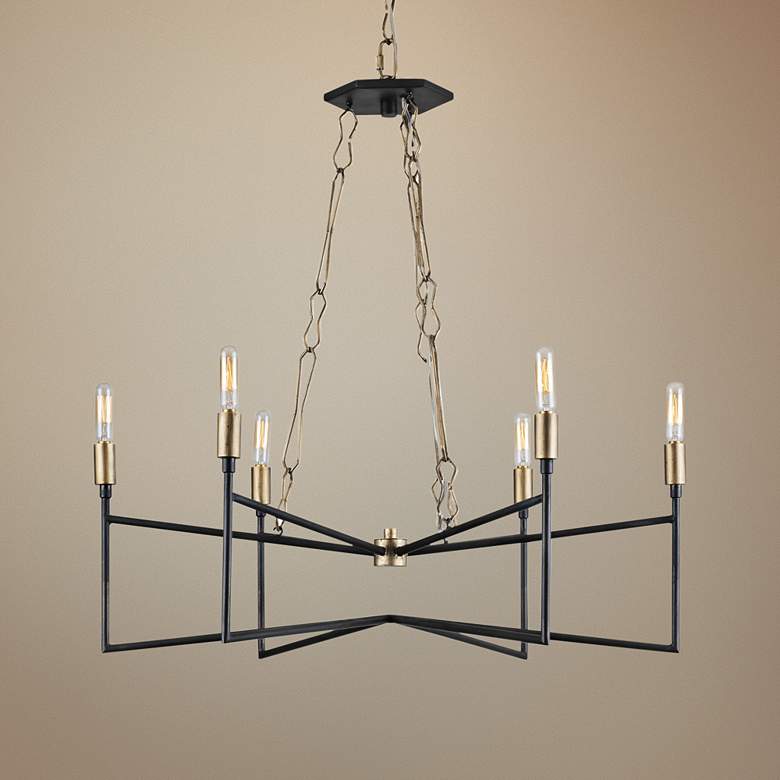 Image 1 Varaluz Bodie 26 inchW Havana Gold and Carbon 6-Light Chandelier