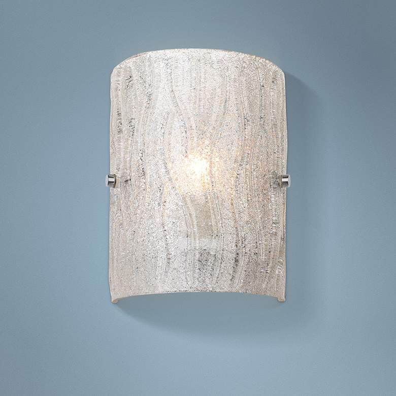 Image 1 Varaluz Brilliance 8" High Modern Chrome Ice Glass Wall Sconce