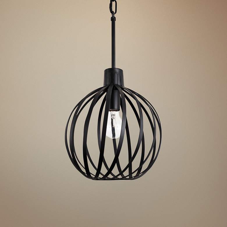 Image 1 Varaluz Bronwyn 10" Wide Black Orb Mini Pendant Light