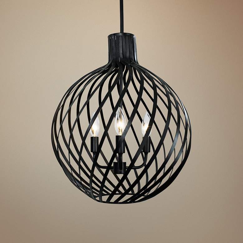 Image 1 Varaluz Bronwyn 16" Wide Black 3-Light Orb Pendant Light