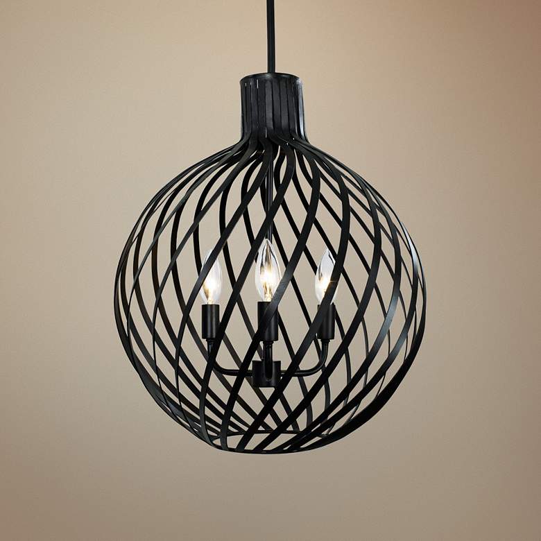 Image 1 Varaluz Bronwyn 16 inch Wide Black 3-Light Orb Pendant Light