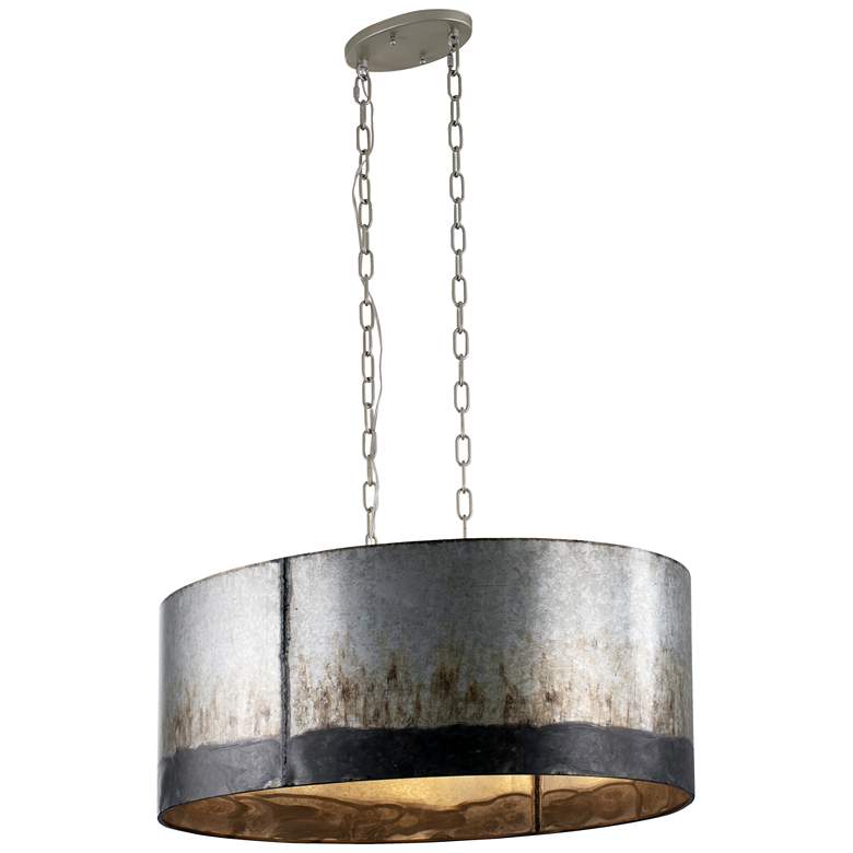 Image 1 Varaluz Cannery 22 inch Wide 6-Light Ombre Galvanized Oval Linear Pendant