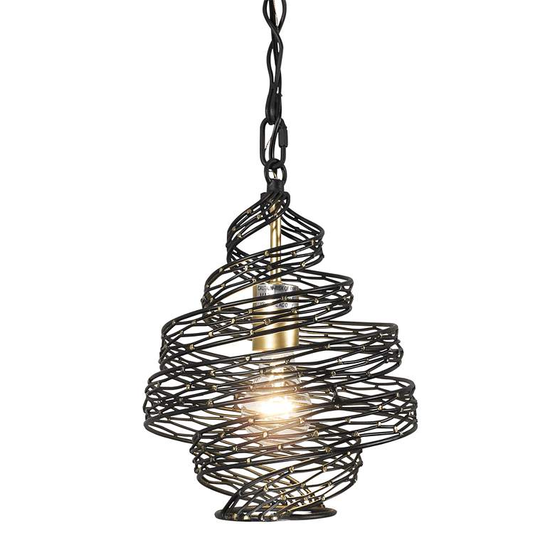 Image 1 Varaluz Casa Flow 10" Wide Gold Matte Black Modern Spiral Mini Pendant