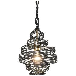 Varaluz Casa Flow 10" Wide Gold Matte Black Modern Spiral Mini Pendant