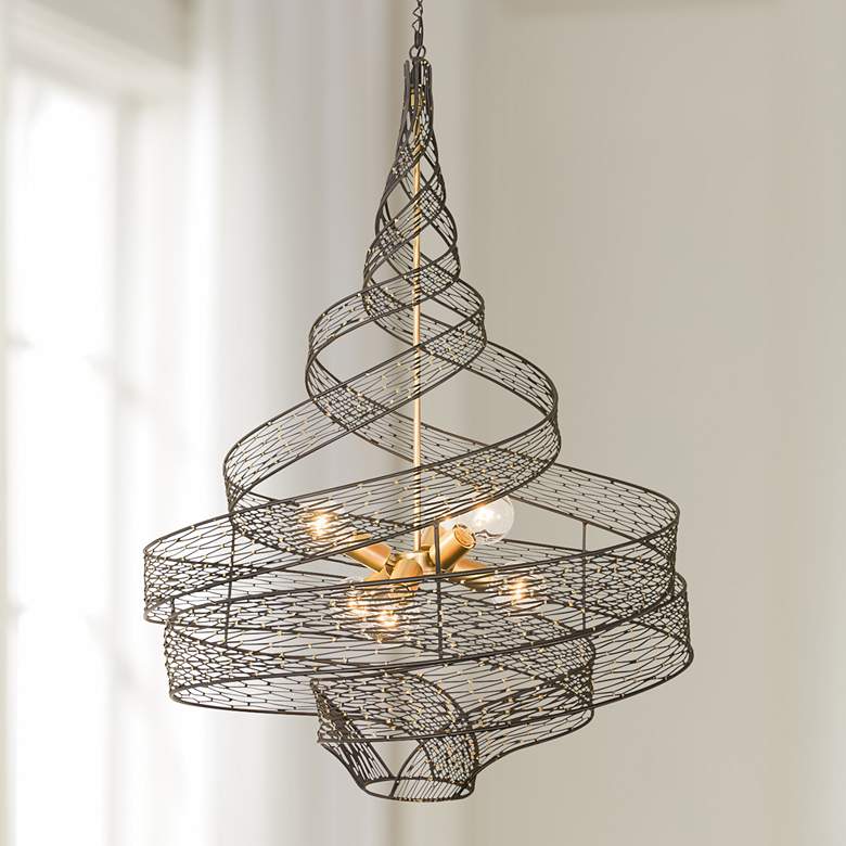 Image 1 Varaluz Casa Flow 26" Wide Gold Matte Black 6-Light Pendant