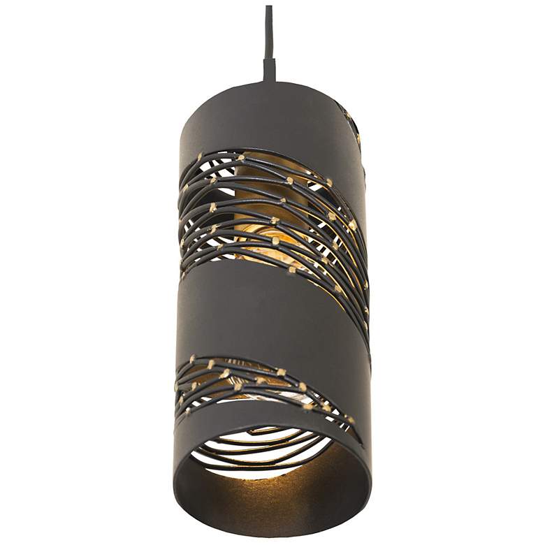 Image 3 Varaluz Casa Flow 4" Wide Matte Black Gold Mini Pendant more views