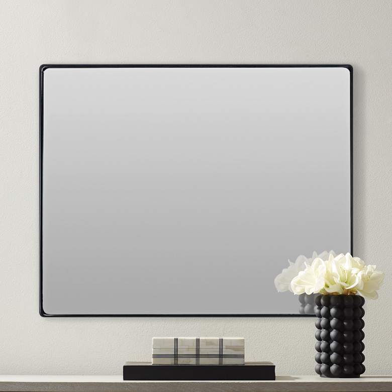 Image 1 Varaluz Casa Jonah Black 30 inch x 24 inch Rectangular Wall Mirror