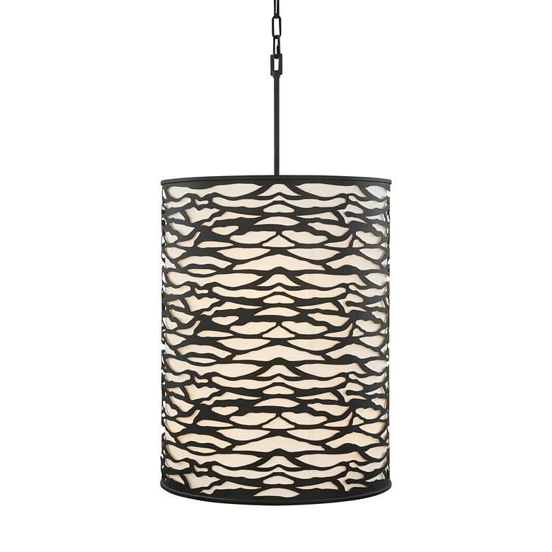 Image 1 Varaluz Casa Kato 18" Wide Carbon Black Drum Pendant Light