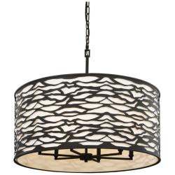 Varaluz Casa Kato 30" Wide Carbon Black 6-Light Drum Pendant