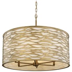 Varaluz Casa Kato 30" Wide Havana Gold 6-Light Drum Pendant