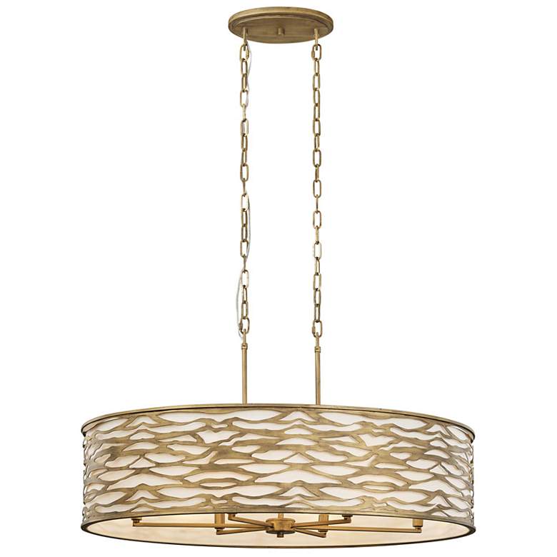 Image 2 Varaluz Casa Kato 36" Wide Havana Gold 6-Light Oval Pendant more views