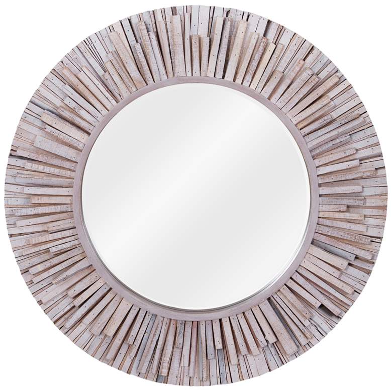 Image 1 Varaluz Casa Nellie Coastal Wash Wood 30" Round Wall Mirror