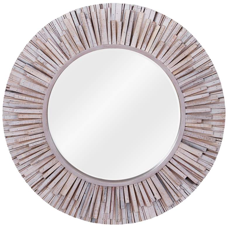 Image 1 Varaluz Casa Nellie Coastal Wash Wood 30 inch Round Wall Mirror