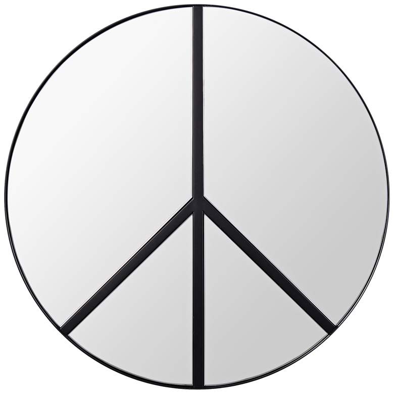 Image 1 Varaluz Casa Paz Black 30 inch Round Peace Sign Wall Mirror